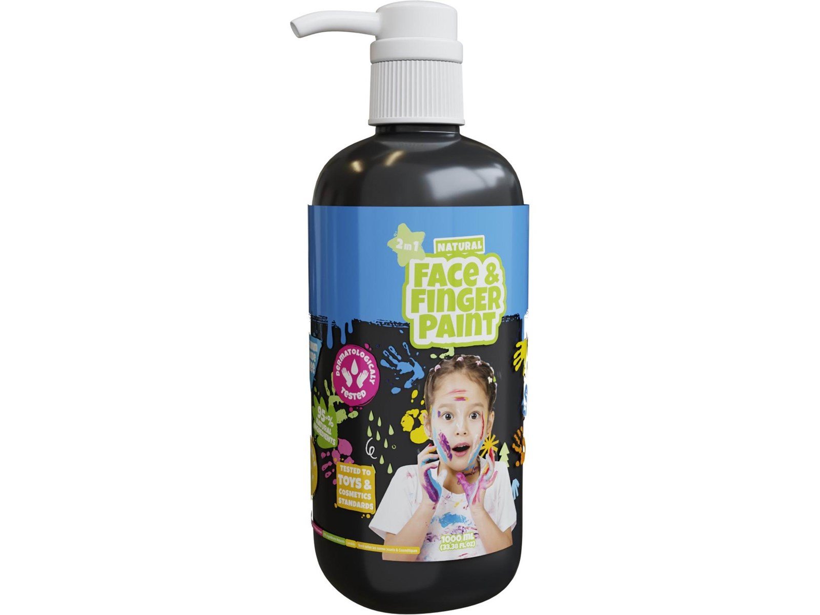 Boti Natural Face & Fingerpaint Bottle with Pump - Black 1L Boti Natural Face & Fingerpaint Bottle with Pump - Black 1L